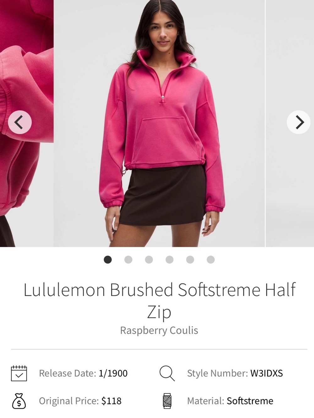 Lululemon Brushed Softstreme Half Zip Raspberry Coulis Size 6